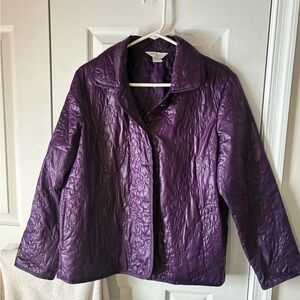 Vintage City Blues by Koret Quilted Floral Jacket - Purple Metallic
